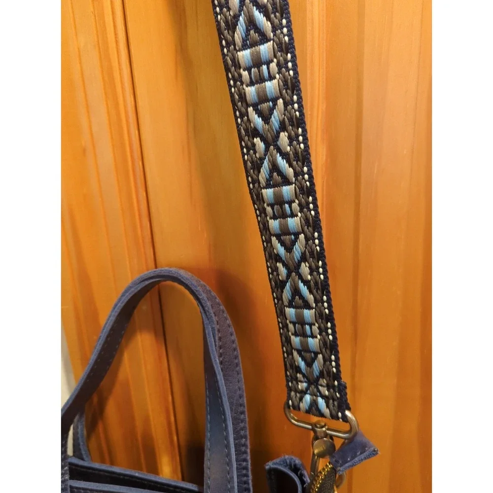 Portland Leather Goods Blue Satchel Bag Top Handle Crossbody‎ Adjustable Strap